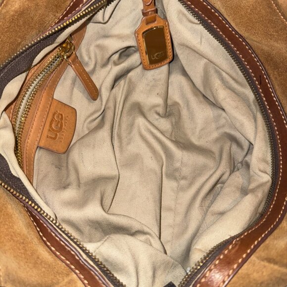UGG Australia Chestnut Brown Genuine Leather Triple Pocket Satchel Bag Medium - Picture 4 of 14